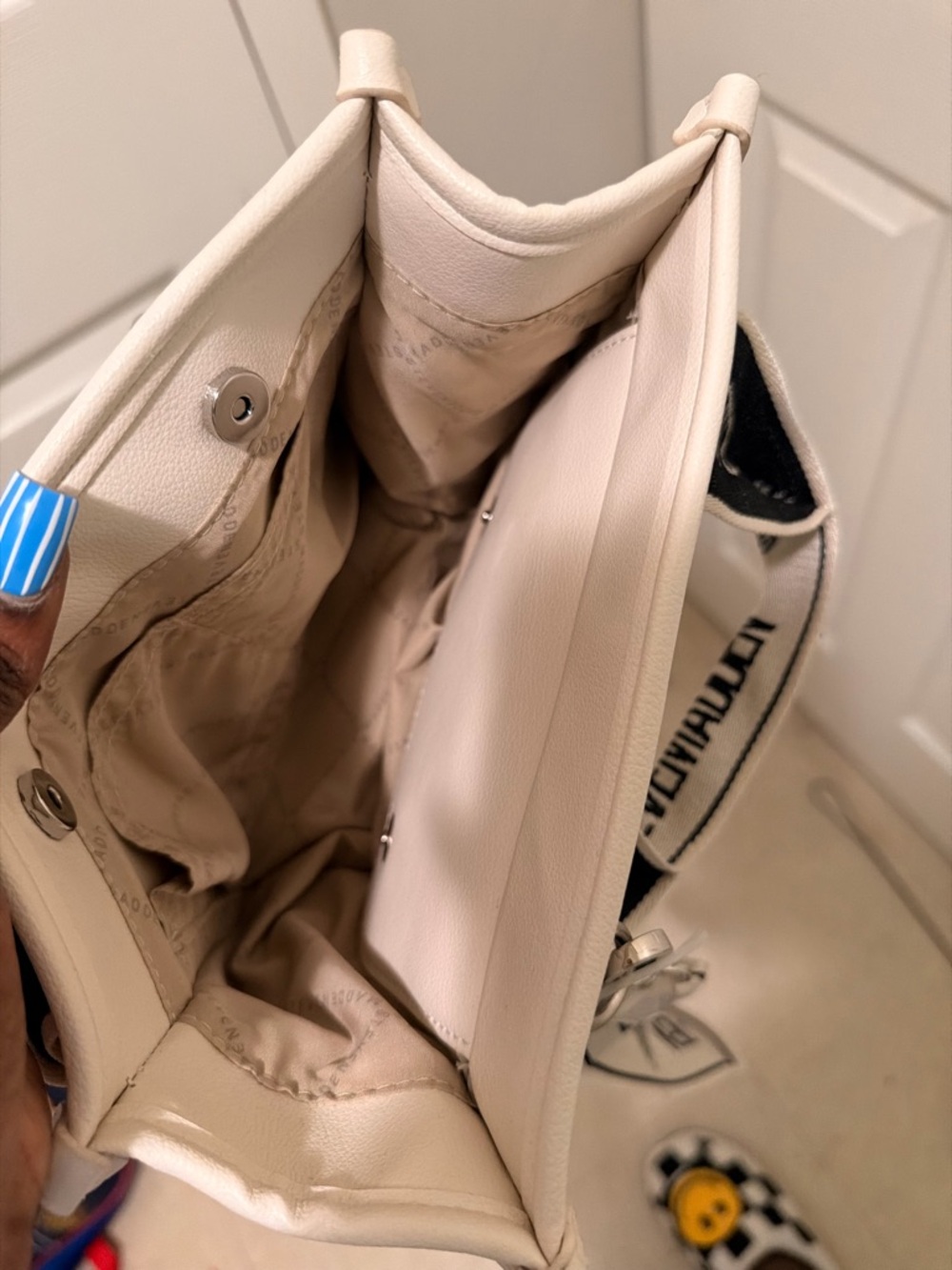Armani Exchange Cream Leather-Look Crossbody with Branded Strap